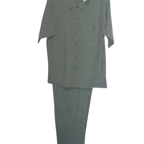 'UNISEX' GREEN PANS COTTON TWO-PIECE - Picture 1 of 16